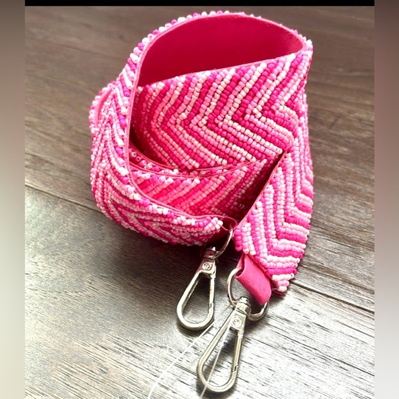 Crossbody Glass Beaded Guitar strap,1 1/2” width,woven cotton,silver hardware - Picture 1 of 8